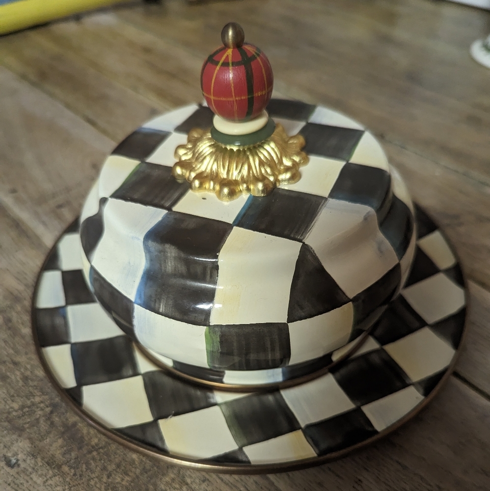 Mackenzie -Childs Covered Butter/Cheese Dome and Dish